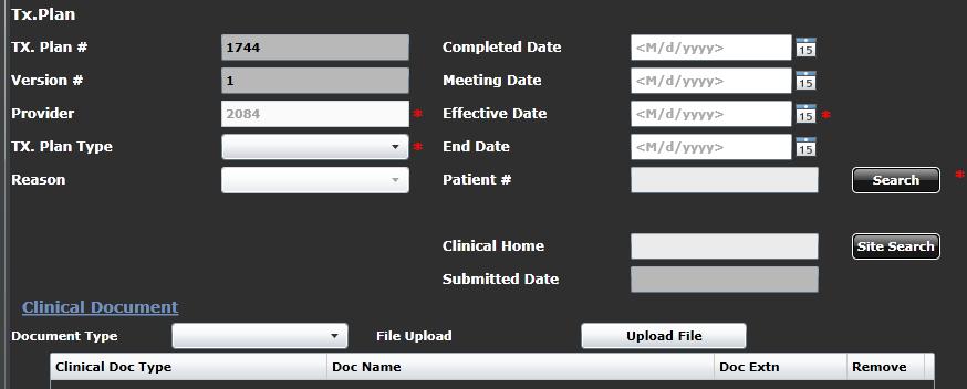 Fill in the appropriate fields and upload any supporting documents in the Clinical Documents section. When you re finished, click Save if you plan on making further changes.