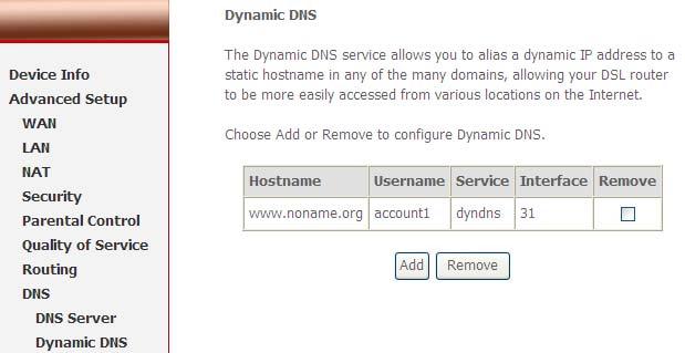 hostname in any of the domains. This function allows your NWAR3600 to be more easily accessible from various locations of the Internet. Choose Add to configure Dynamic DNS.