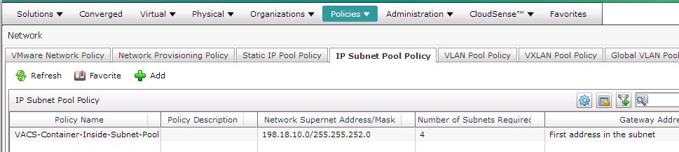 1. Click the IP Subnet Pool Policy tab. The container s internal IP address are defined in this table Figure 9.