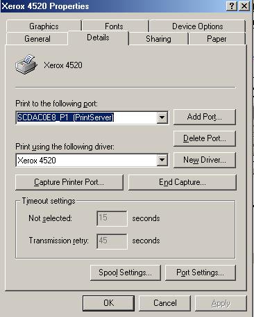 Advanced Port Options The options for the Peer-to-peer Printing are accessed via the Port Settings button. 1.