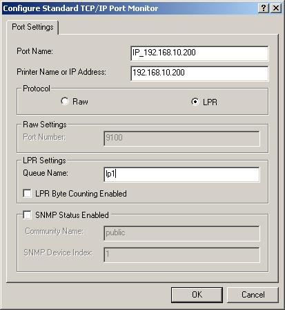 In the Configure Standard TCP/IP Port Monitor box as shown in the following picture, select LPR form