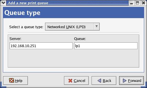 In the Server field, type the IP address of print server 10.