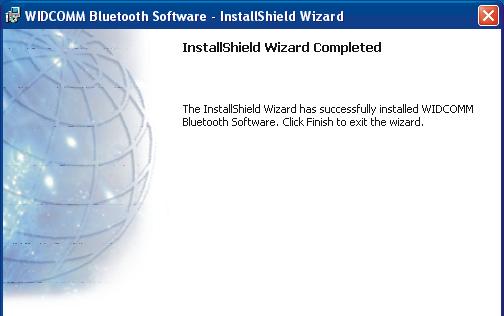 Figure 1.10 WIDDCOMM Software InstallShield Wizard 13. Restart Windows If you have not been prompted, please restart windows. Windows XP users don t have to restart windows.