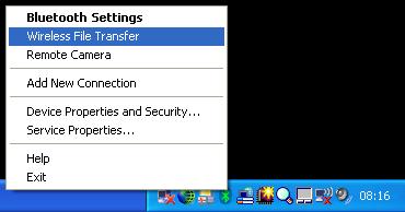 5. Wireless File Transfer Launch the Wireless File Transfer application Right click the ICON in the tray bar