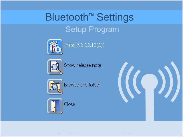 1. Installation of the Bluetooth Software Place the installation CD-ROM into the PC. Setup should start automatically.
