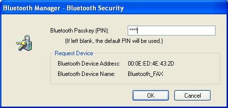 Now a service search will be performed and checked whether security is required by one of the Bluetooth devices.