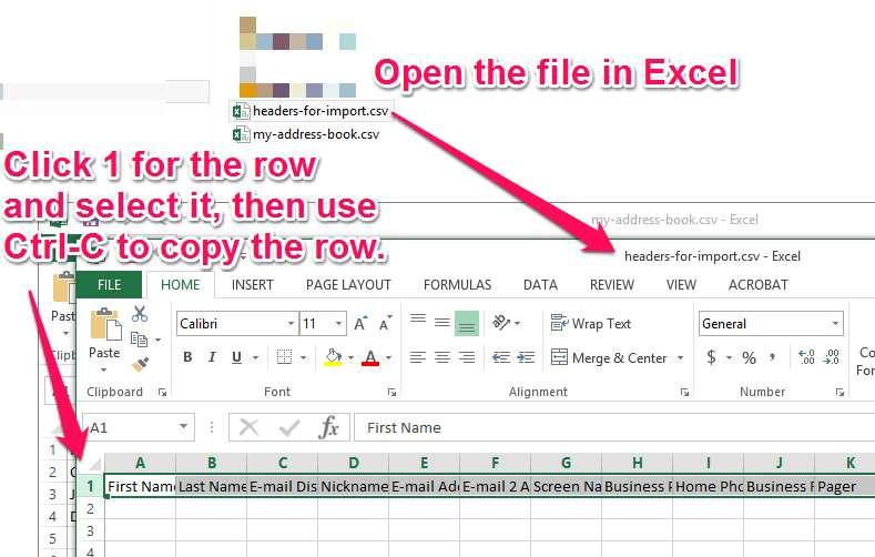 Fix your exported contacts in Microsoft Excel Before you can bring your Thunderbird contacts into Office365 you ll need to replace the header row of your my-address-book.csv file. 1.