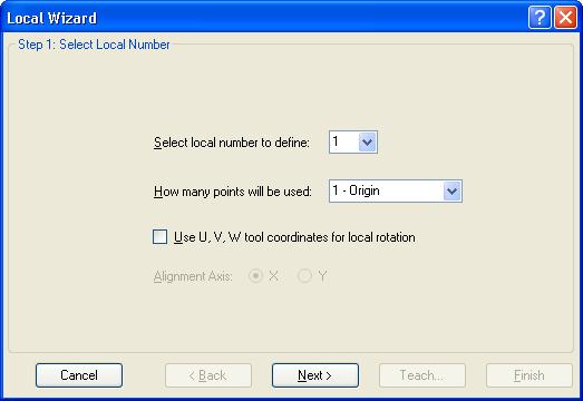 5. The EPSON RC+ 5.0 GUI Using the Local Wizard A wizard is provided for defining a local coordinate system.
