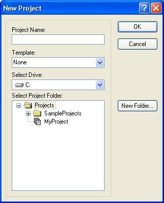 7. Building SPEL+ Applications 7.2.2 Creating a new project Projects can be created on any drive on your system. Projects always reside in the \EpsonRC50\Projects directory or sub-directory.