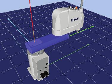If a robot moves to a point out of the motion range, the joint comes back to the previous point. Change the view point To rotate the view point, press the mouse left button and drag the 3D display.