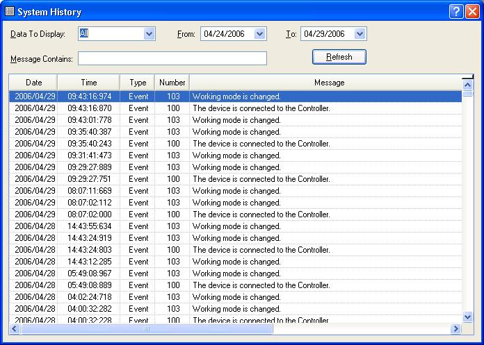5. The EPSON RC+ 5.0 GUI 5.8.3 System History Command (View Menu) This command opens the System History window.
