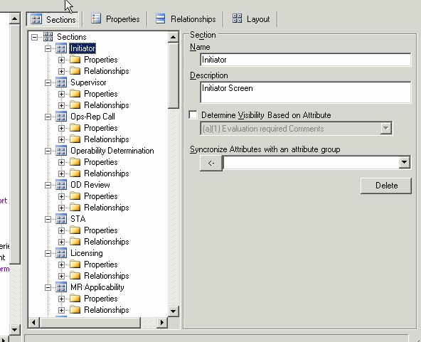 Figure 7 - Editing a Section 4.2.2.2 Editing a section To change the details of a section, simply select its name in the tree and change the properties that you want to change.