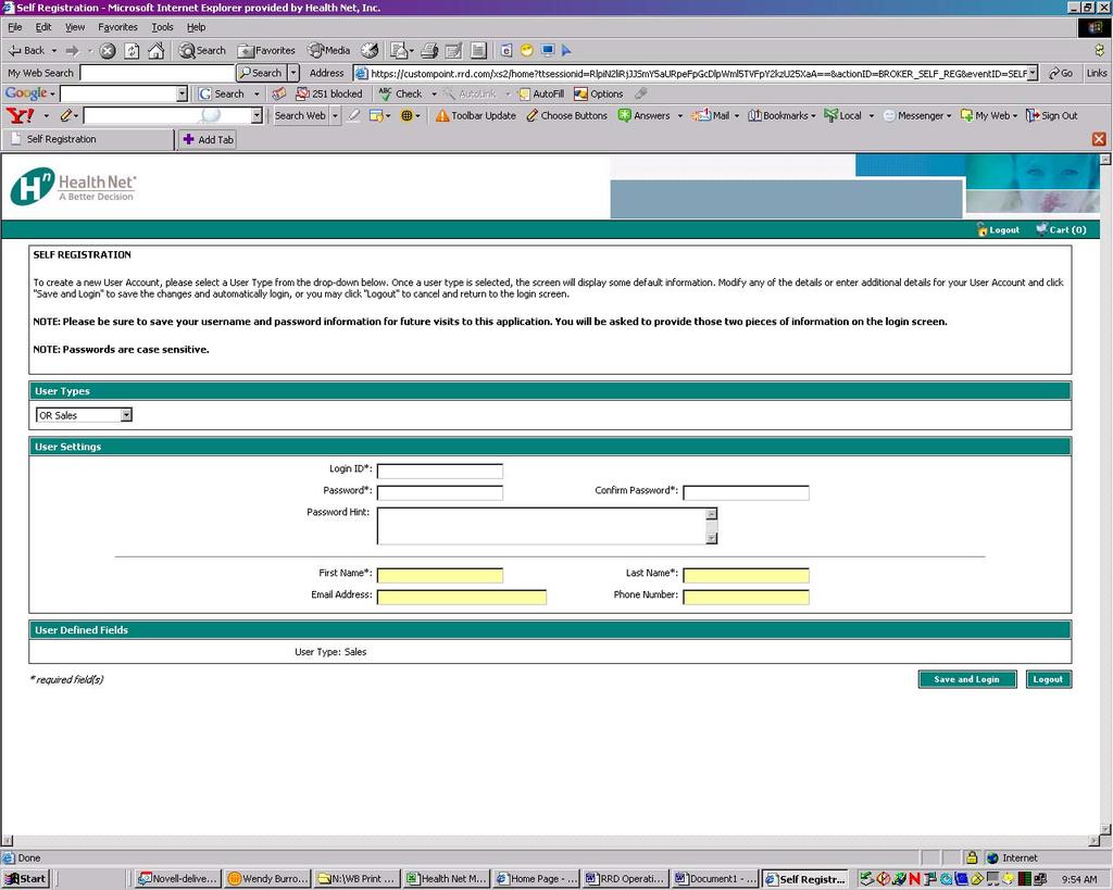 CustomPoint Self Registration User will need to input all of the required information into the fields above, click on