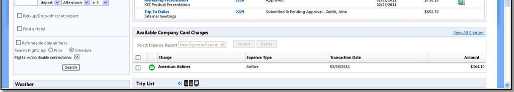 travel request from the report header. Create a new report from the travel request by clicking the Expense Report?
