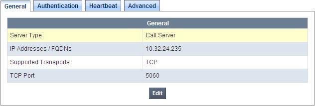 The following screens illustrate the Server Configuration with Profile name Avaya-SM. In the General parameters, select Call Server from the Server Type drop-down menu.