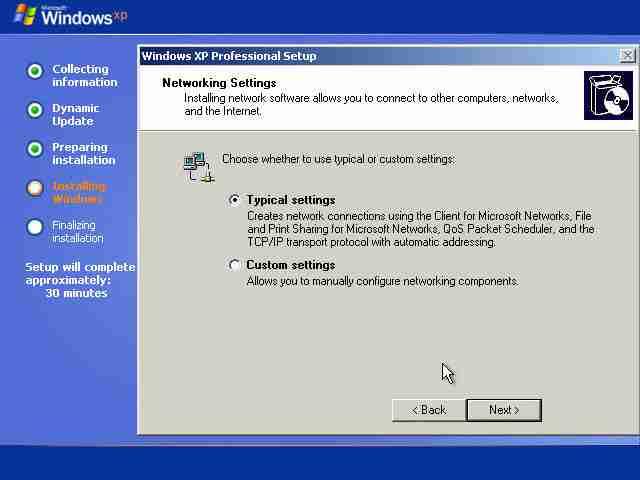 CLIENT OPERATING SYSTEM 21. On the Networking Settings page, you have two options: Typical settings and custom settings.