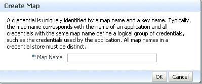 Figure 9 5 Create Key Dialog Box 5. Select the map name oracle.wsm.security if it is not already selected. 6. Enter the key name. 7.
