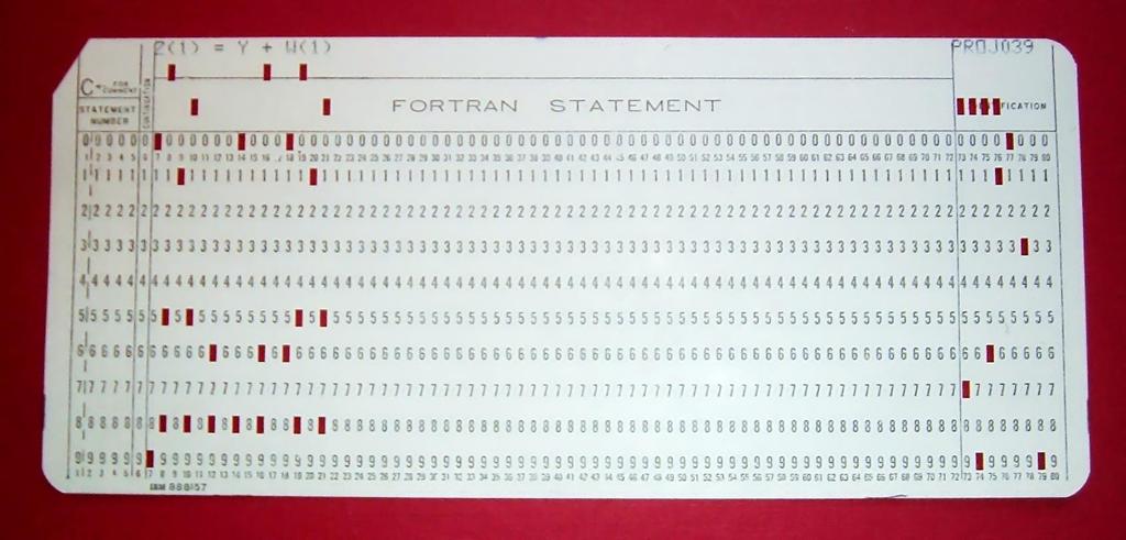 A punch card used in 1960s to program Fortran (the very early