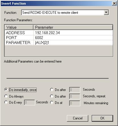 rccmd -s -a <your LED MATRIX IP adress> -p 6002 - se "EXECUTE AUX 1 0" To