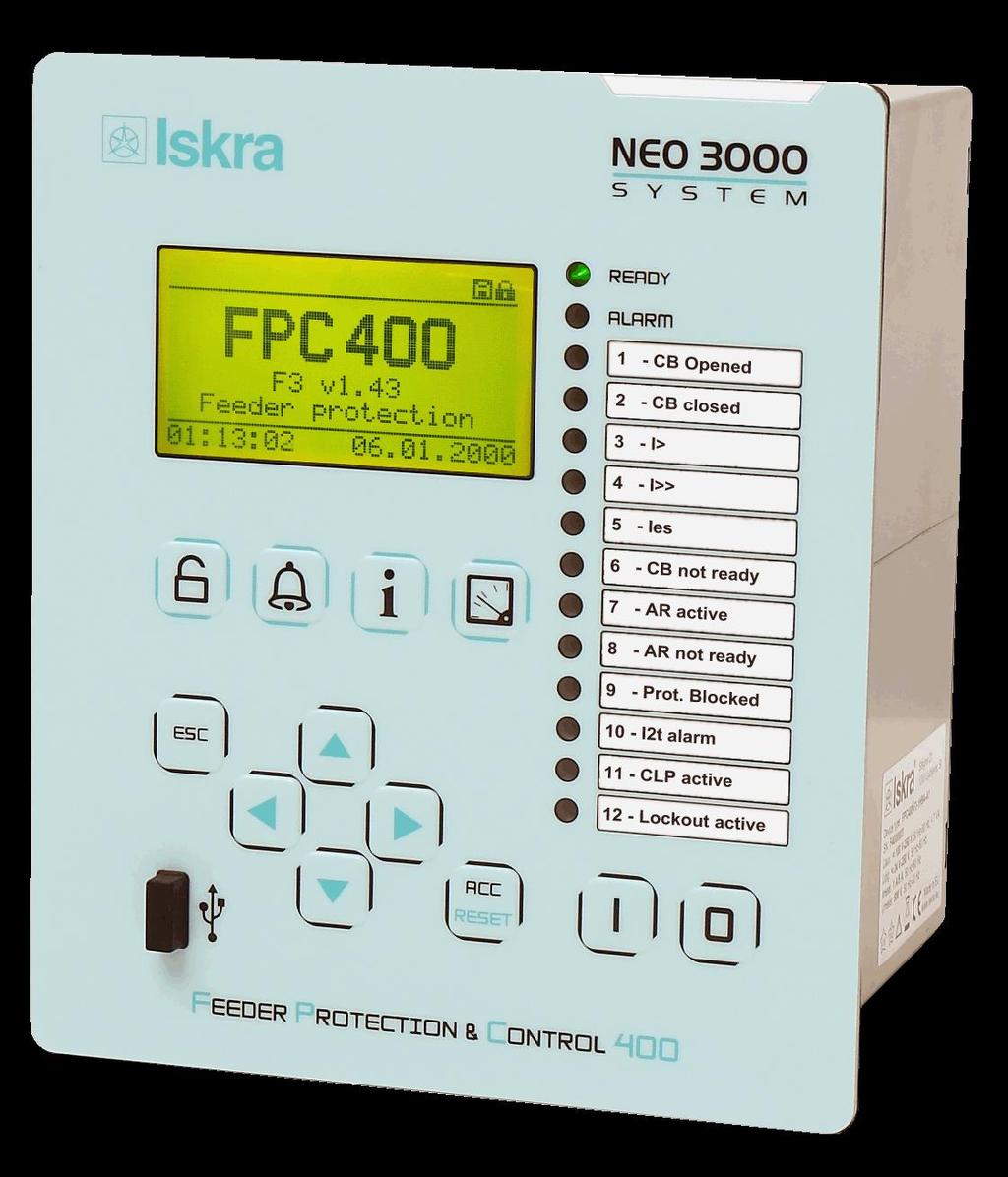Introduction 1.1 Presentation FPC 400 is a family of current and voltage numerical protection relays with easy to use interface meant for variety of solutions in industry and power distribution.