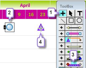 In the schedule area, click once on the symbol that completes the Vertical Link. (Must be on a lower or higher task row) Add column Text (1) 1. In the toolbox, select the Text (T) tool. 2.