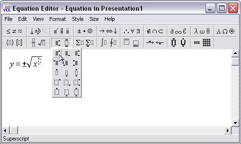 Once in equation mode, you will get a toolbar that contains various mathematical elements to build your equation.