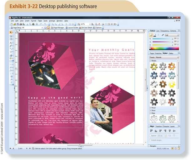 Desktop and Personal Publishing Software Desktop publishing refers to using a personal computer to combine and manipulate text and images to create attractive documents that look as if they were