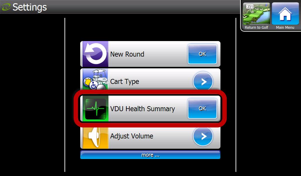 ew options will now be displayed, touch the VDU Health Summary OK icon.