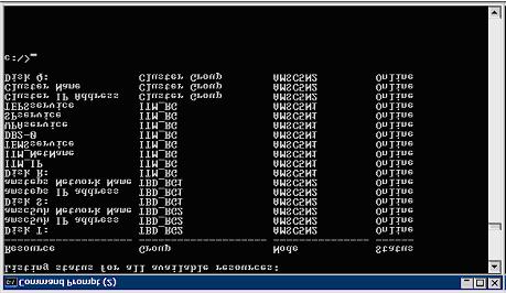 52. Correct Command Prompt window after configuration Testing the Tioli Data Warehouse components in the cluster