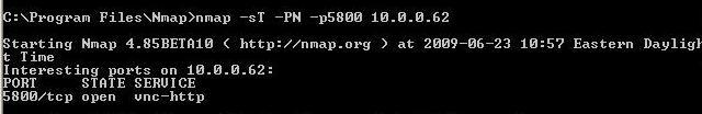 7. If you do not know which application is listening on port 5800, download a free port scanner application such as Nmap. EXAMPLE: Using Nmap 1. Download and install Nmap. 2. Go to Start > Run. 3.