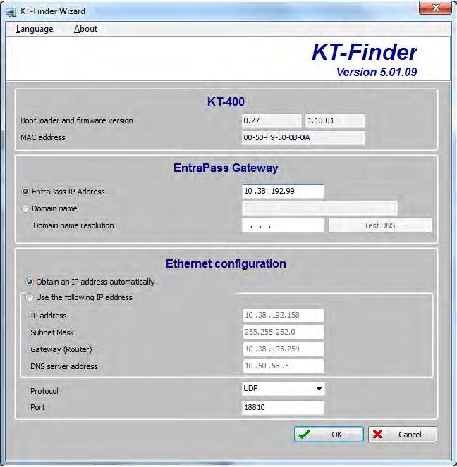 Configuring the KT-400 Ethernet Four-Door Controller with the KT-Finder (continued) 7. Put jumpers on JP2 and JP3. 8.