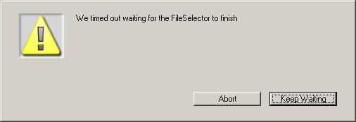 Keep Waiting or Abort the process alert dialog If you wish to continue with the Export DP2 Layouts process simply click the Keep Waiting button, but if you wish to stop, then click the Abort button.
