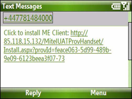 Installing Mobile Extension Client on Windows Mobile Handsets Installing Mobile Extension Client on Windows Mobile Handsets You will receive a text message on your handset notifying you that the ME