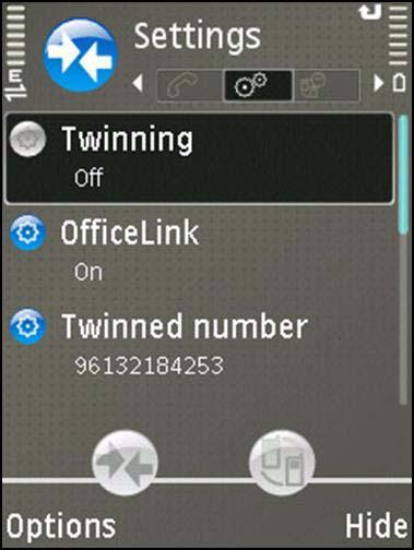 Mobile Client Handset User Guide Table 2: Twinning/OfficeLink Settings Impact on Calls Twinning OfficeLink Impact on Calls Display Off On Incoming calls to the desk-phone will not be routed to the
