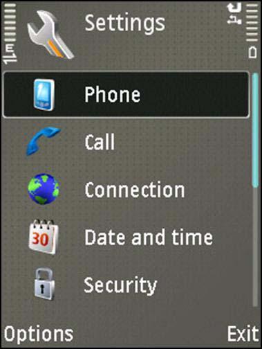 The shortcuts can be seen as a line of icons on the phone s main screen, as shown in the diagram