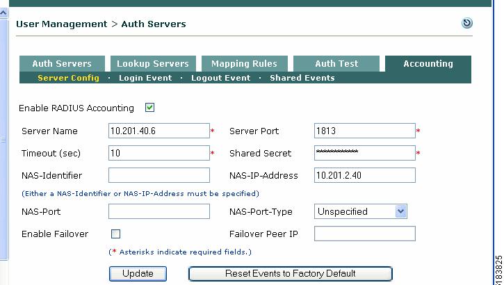 Chapter 7 RADIUS Accounting The Auth Test feature does not apply to S/Ident, Windows NetBIOS SSO, and Cisco VPN SSO authentication provider types.