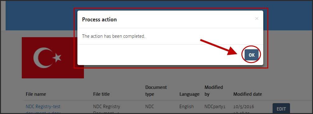 Click OK to confirm that the uploaded document (or documents) should be submitted.