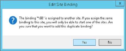 button. Edit Site Binding window displays confirmation message. Figure 186 e.