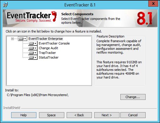 26. Click Next >. Select Components screen displays. Figure 115 EventTracker Components Description EventTracker Console Select this option to install manager console on target computer.