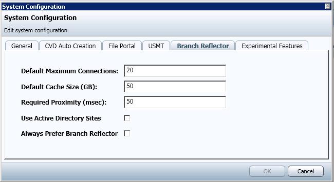 VMware Horizon Mirage Administrator's Guide v4.2 2. Select the Branch Reflector tab and configure the required default values.