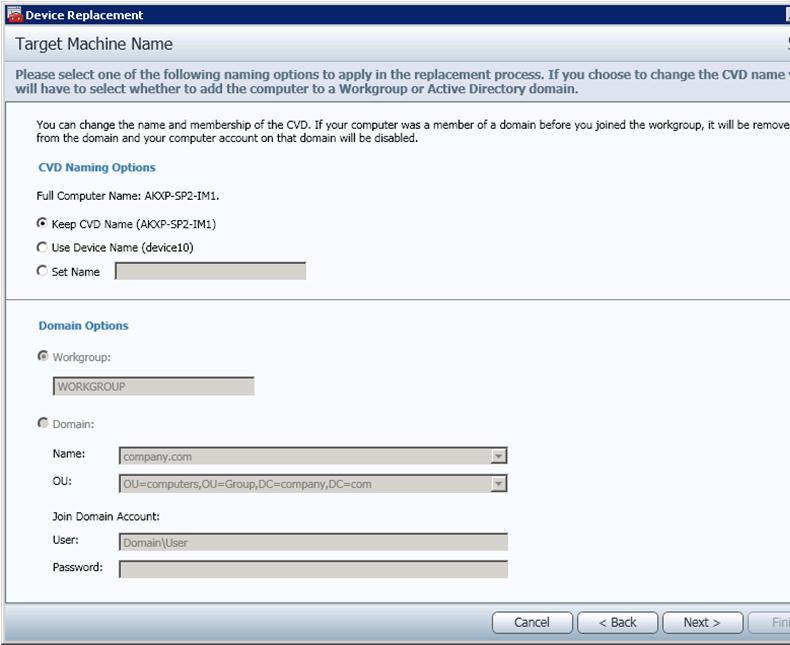 VMware Horizon Mirage Administrator's Guide v4.2 7. The Target Machine Name window appears. You can change (or define) the hostname for a device that is undergoing the restore operation.