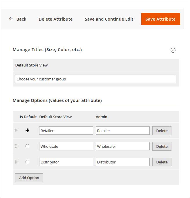 4. Attribute Options Management You can specify values only for selectable attributes.