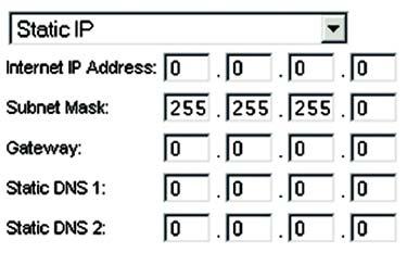 Static IP If you are required to use a permanent IP address, then select Static IP. Internet IP Address. This is the IP address that the Router has, when seen from the Internet.