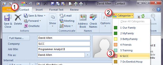 Assigning a Contact to a Category Now that you have your categories set up, you can assign your contacts a category. As you add new contacts, they also can be assigned to a category.