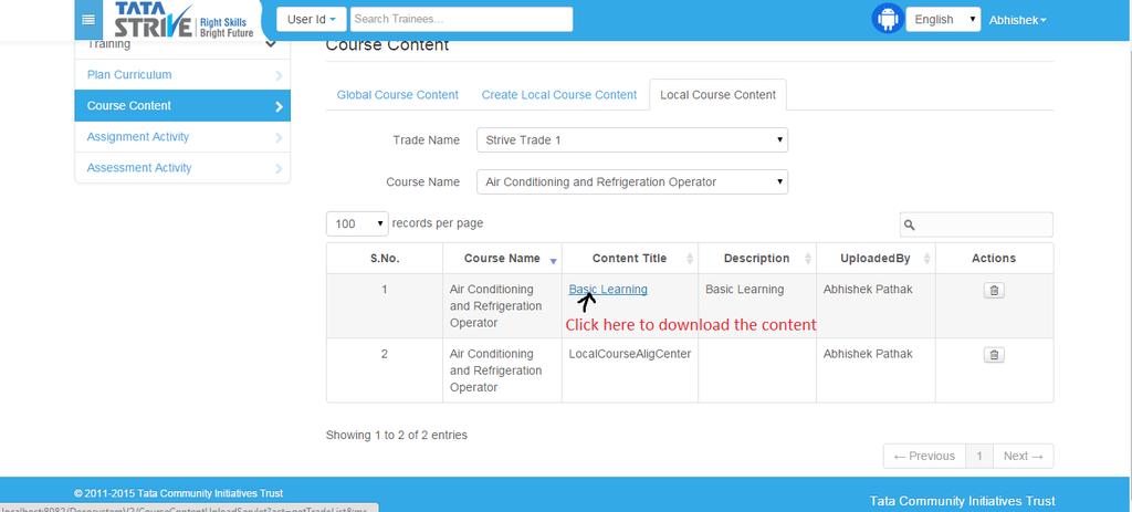 You can download the course content by clicking the Content Title as shown below.