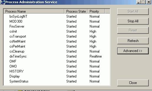 Section 3 Installation Installing the Server Patch File Stopping ABB Processes in PAS Open the PAS window, from the Windows task bar, choose: Start > ABB Industrial IT> System Services > Process