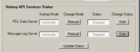 The Change Status buttons are labeled Stop when the corresponding services are running. Clicking a button changes the status to Stopped, and the label will change to Start. Services Stopped Figure 6.