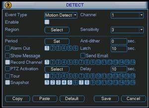 In Detect interface please enable snapshot function for specified channels. Or in Alarm interface please enable snapshot function for specified channels.