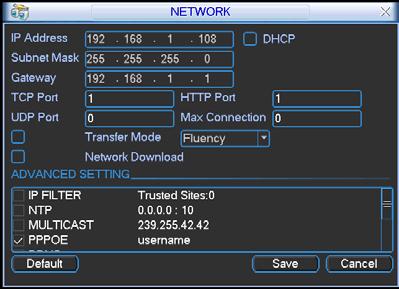 to view current IP information. Besides, when PPPoE is operating, you can not modify IP/Subnet mask /Gateway. TCP port: Default value is 37777. UDP port: Default value is 37778.