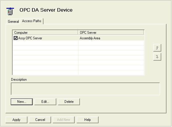 The OPC DA Server Device has access paths, just like any other device.
